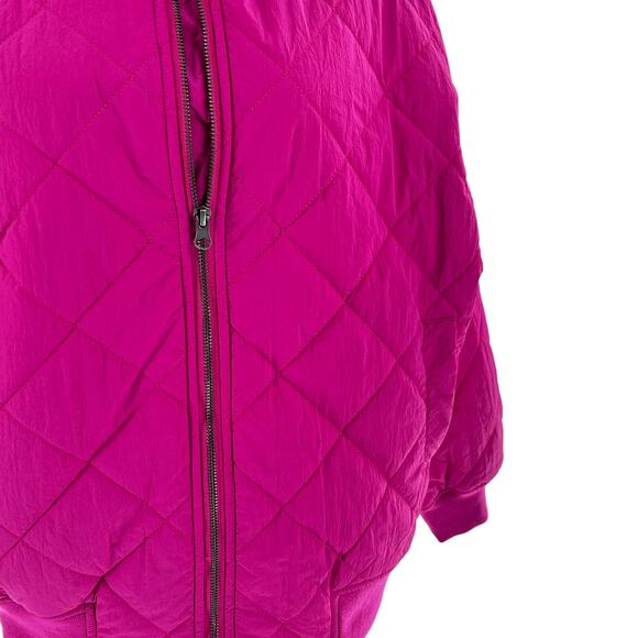 Thread and Supply Shearling Collar Jacket M Pink NWOT Dad Style Bomber Quilted - Picture 5 of 6